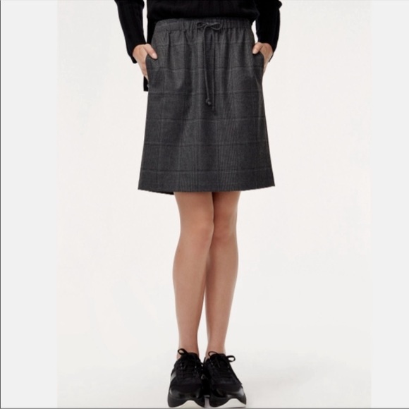 ✨HOST PICK✨ Aritzia The Group by Babaton Jimmy Tie Waist Skirt - Grey Plaid - Picture 3 of 10